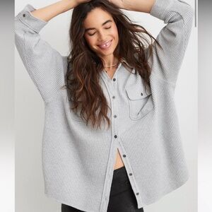 Aerie Lumber Jane light Gray Waffle Knit - size S